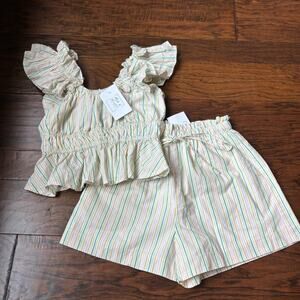 NWT Meet Me in Santorini Smocked Two Piece Set Sz XS Striped Playsuit Flirty